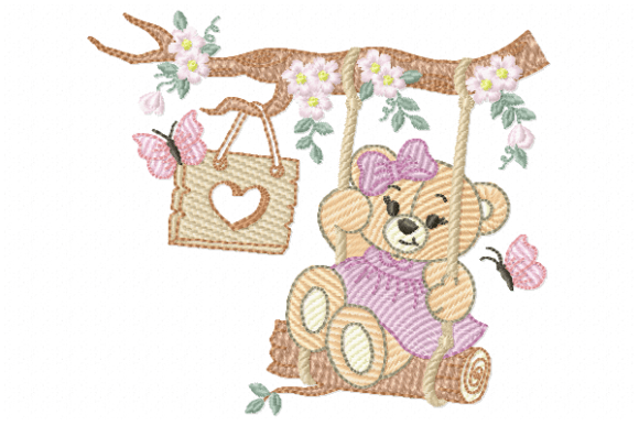 Baby Bear Girl Embroidery Design