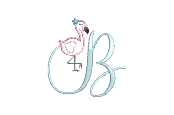 Flamingo Alphabet B Embroidery Design