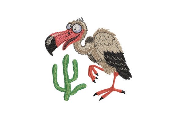 Vulture and Cactus Embroidery Design